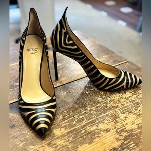Francesco Russo Paris Animal Print Leather Heel Pumps